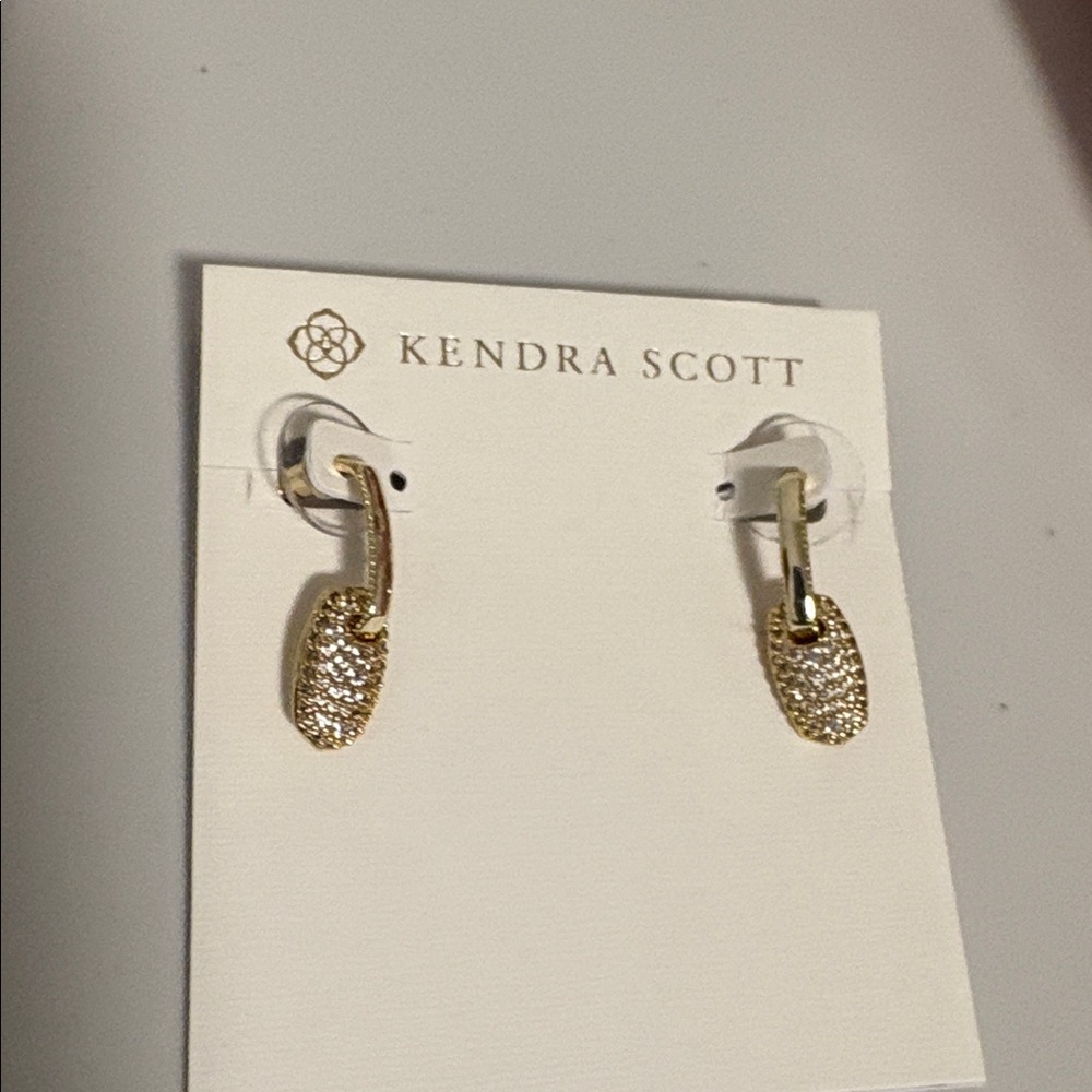 NWT Lot of 2x [Kendra Scott] Bailey Gold Pave Chain Bracelet & Huggie Earrings - Picture 9 of 11
